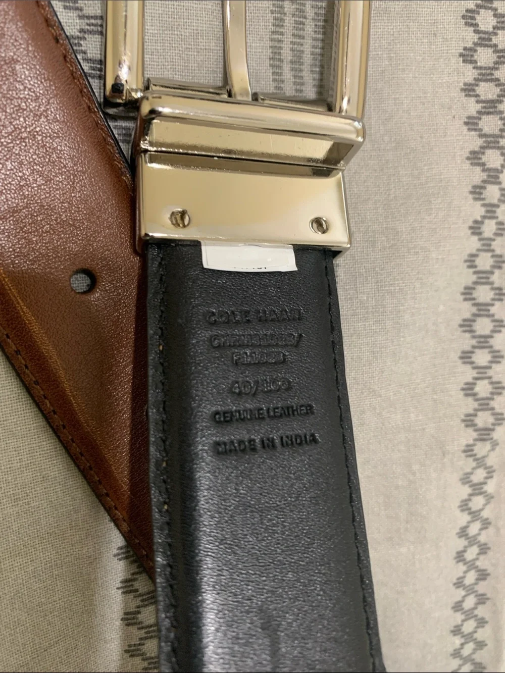 Cole Haan Reversible Black or Brown Genuine Leather Belt with Silver-Tone Buckle